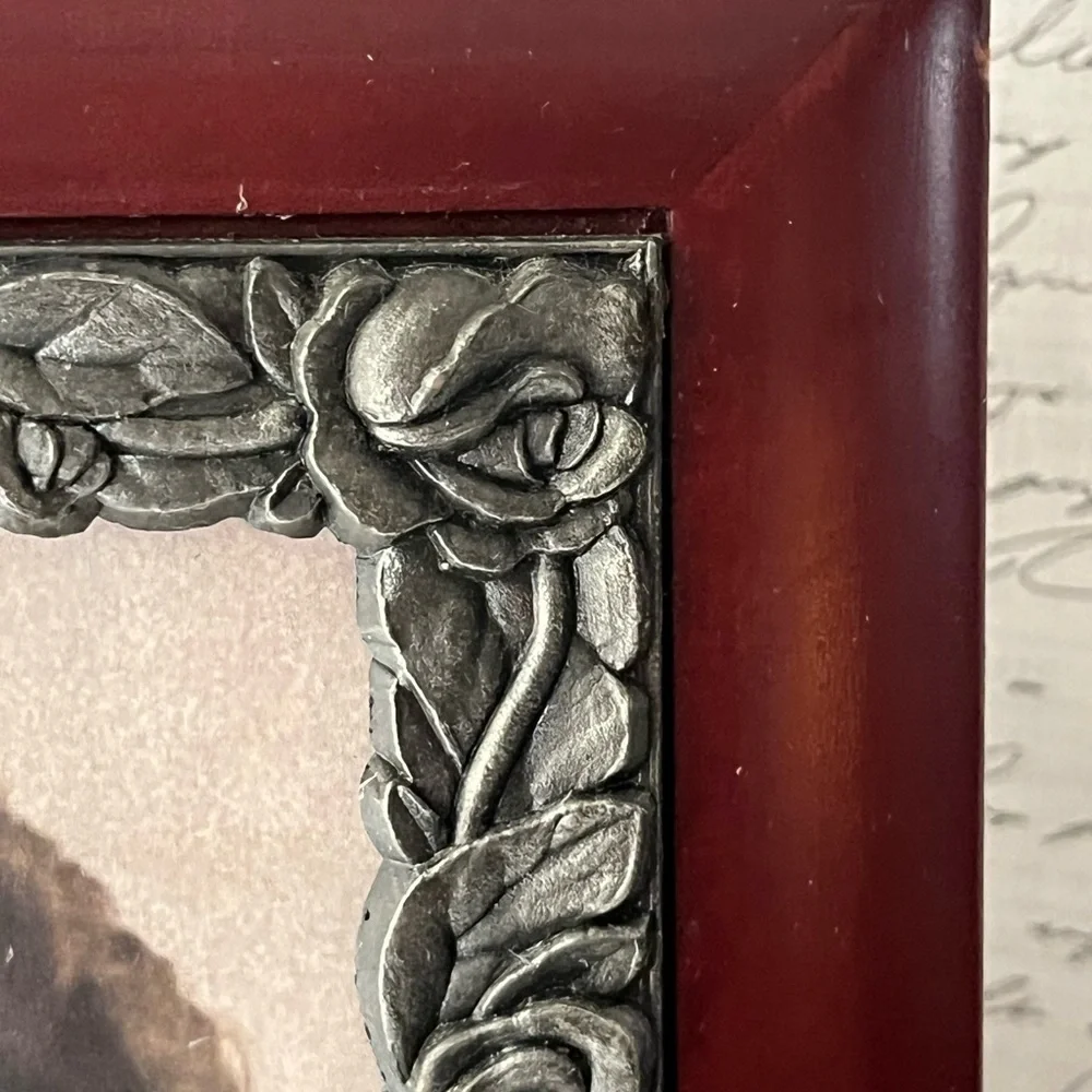 Vintage wooden pewter frame